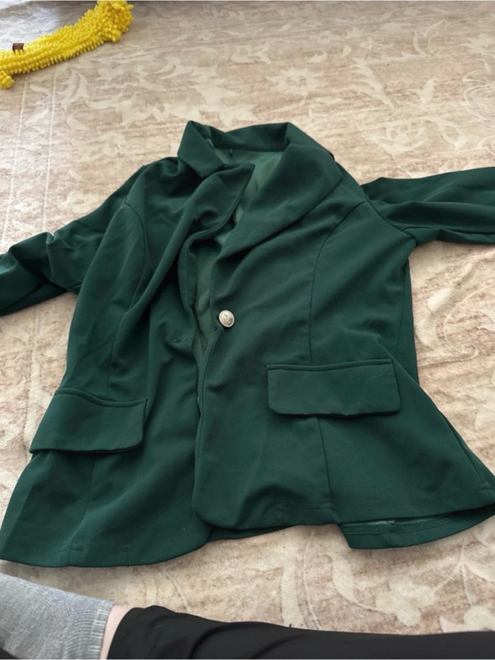 Elegant Forest Green Single-Button Blazer Jacket